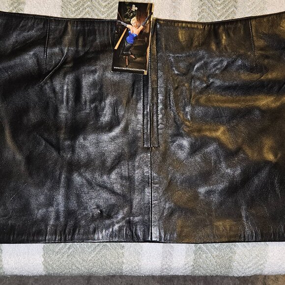 2XL NWT LAMBSKIN LEATHER MICRO MINI SKIRT - Picture 2 of 14